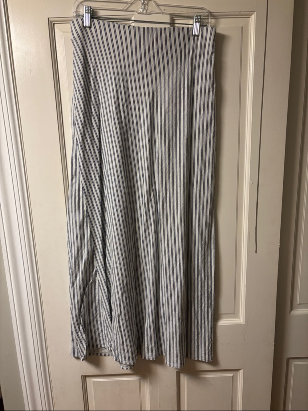 a new day linen blend Blue & White Striped Maxi A-line Skirt - Picture 2 of 5
